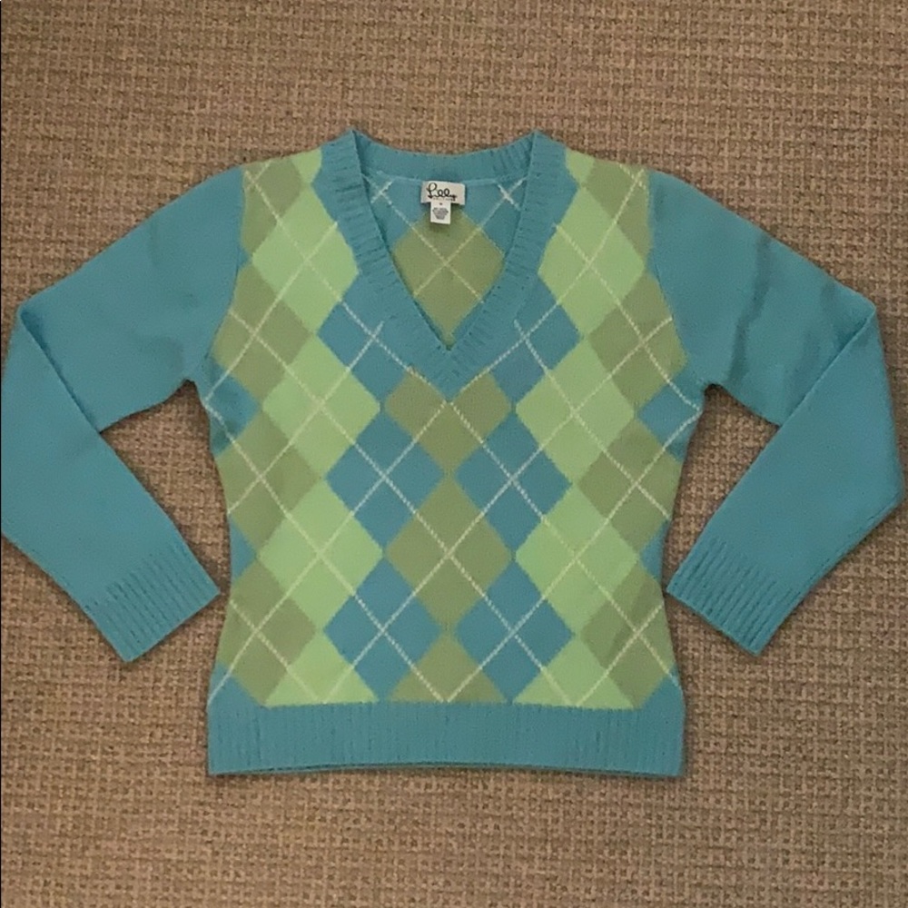 Lilly Pulitzer Argyle Cashmere/Wool Sweater